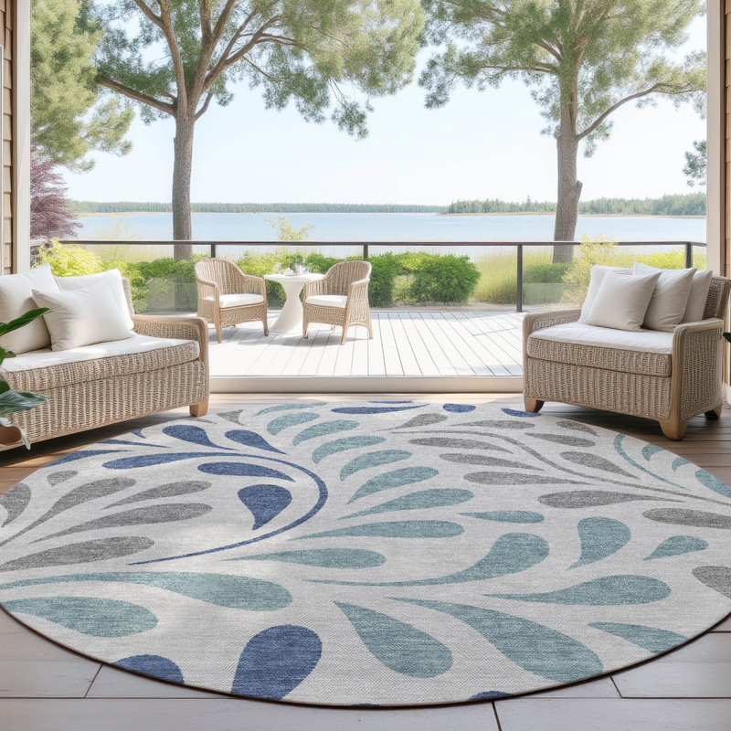 Tapis botanique intérieur / extérieur lavable à la machine Lanphear ACN2411, Rond 8 pi