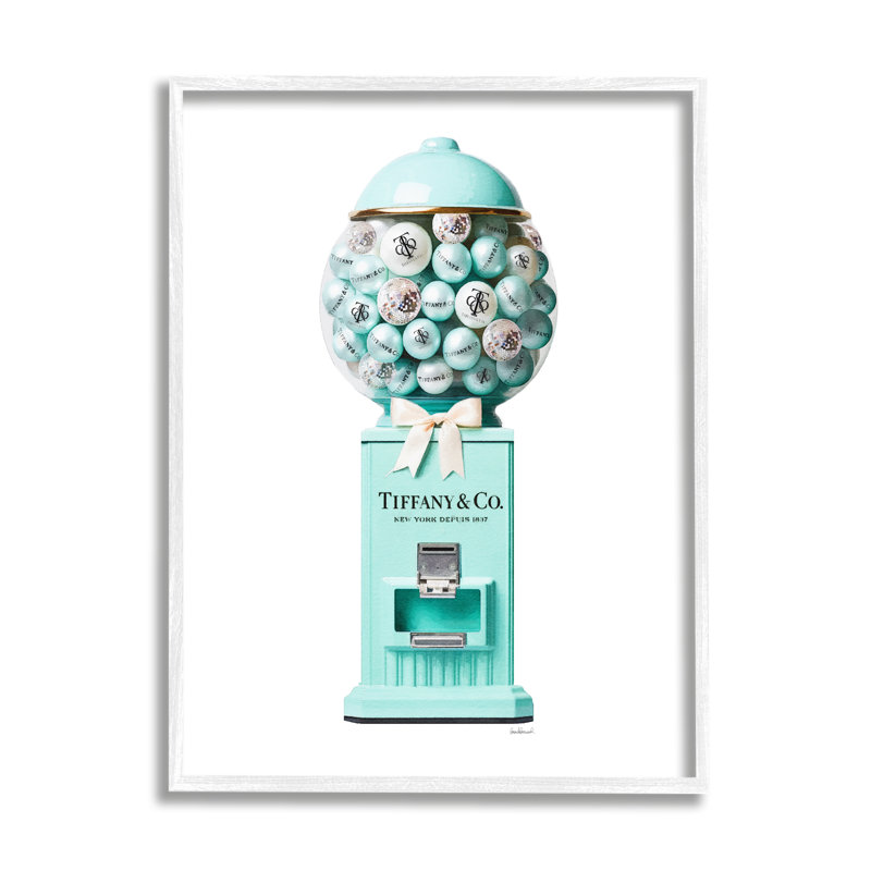 Az-535 - Bonbon turquoise encadré, H 30 po x l 24 po x P 1,5 po, Estampe numérique encadrée blanc bord de mer