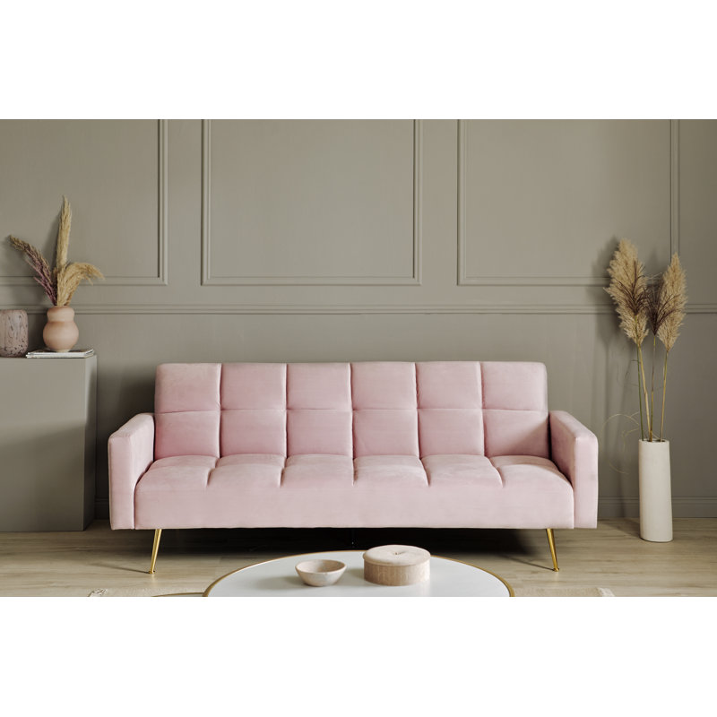 Shiflet 213Cm Velvet Square Arm Sofa, Rose