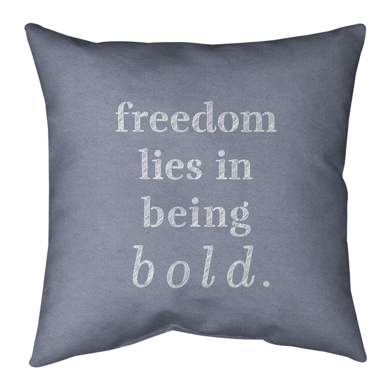 Coussin «Hand Bold», 16 po x 1 po, Bleu / Blanc