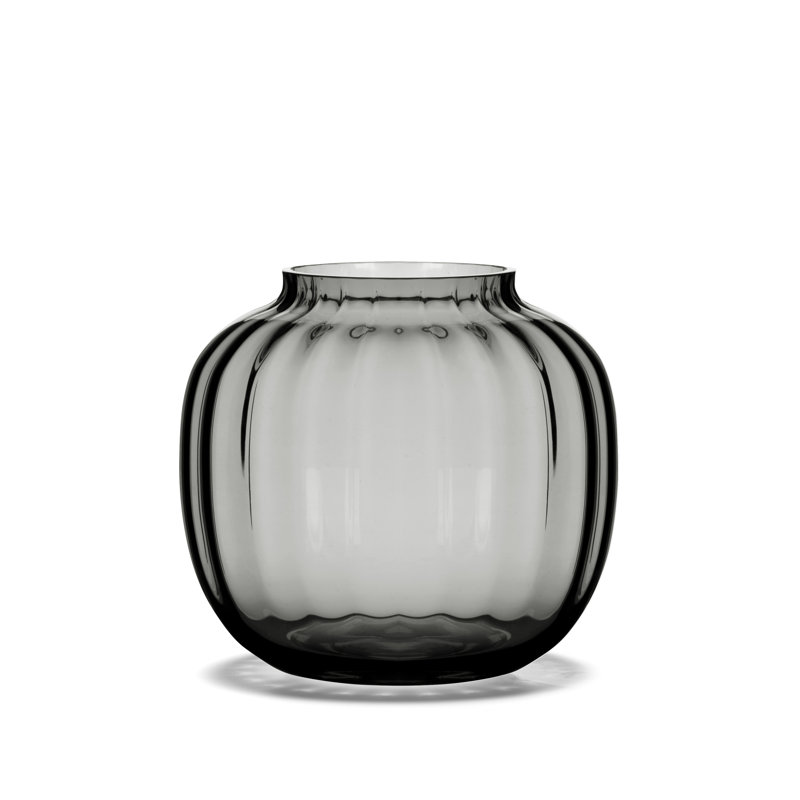 Primula Handmade Glass Table Vase, 4.9" H x 5.7" W x 5.7" D, Smoke