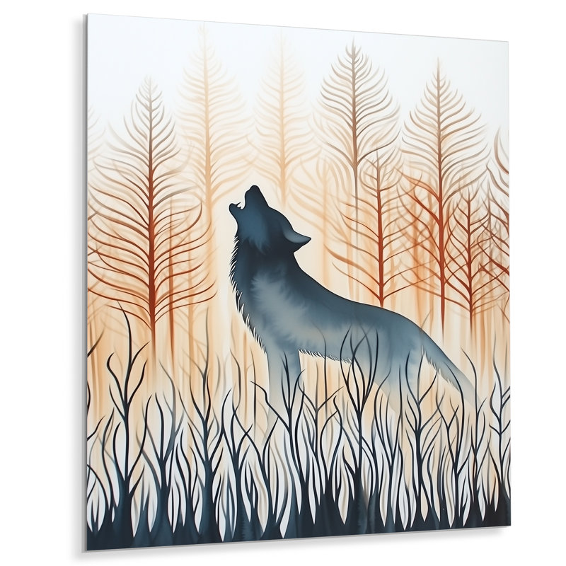 Loup sous le ciel ouvert - Art mural en métal animalier, loup, L 16 po x H 32 po