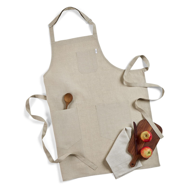 Linen Bib Apron - 100% Pure Linen Apron, Natural