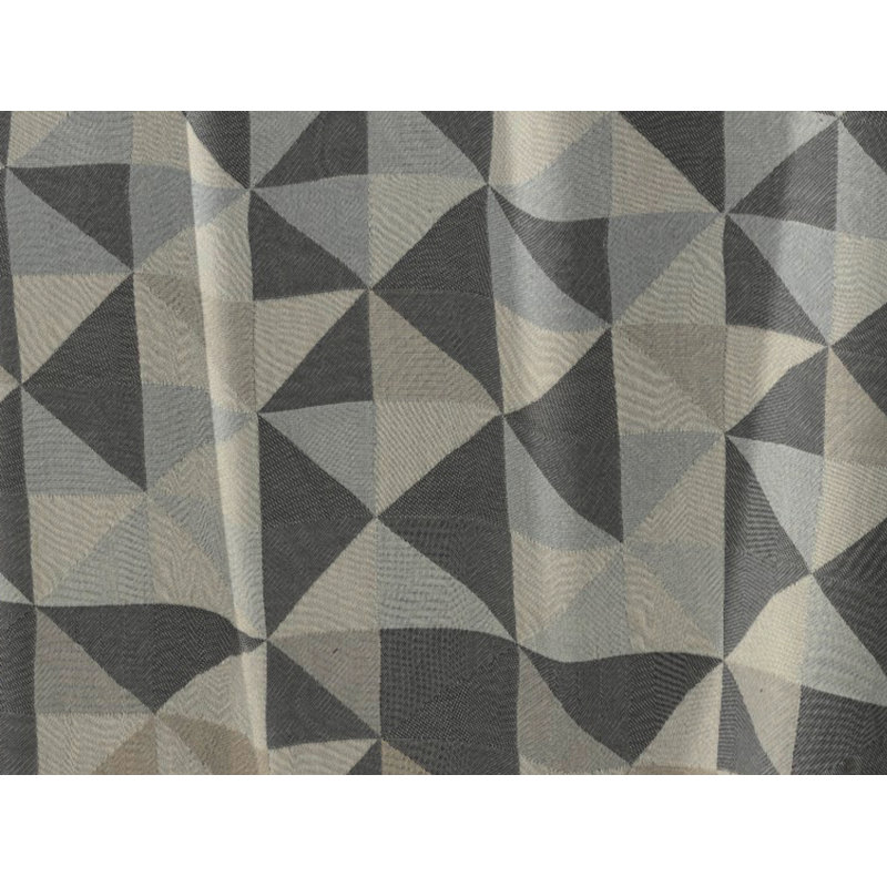 Vanesa Cotton Room Darkening Curtain Single Panel, 145 W x 175 D cm, Grey/Dim Grey/Dark Grey