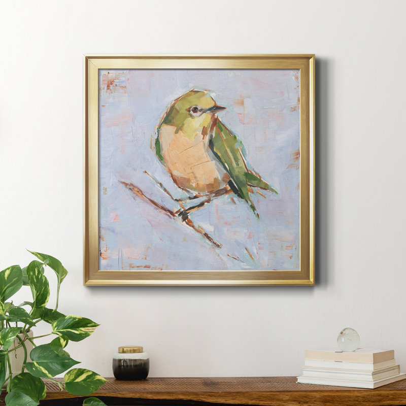 Variété d'oiseaux II - reproduction de photo sur toile, Cadre doré, H 26,5 po x l 26,5 po x P 1,5 po