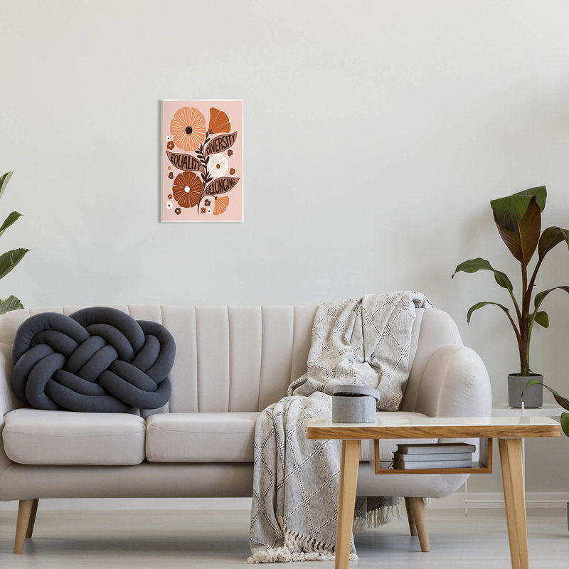Art mural, égalité, variété, fleurs par Jo Taylor, H 15 po x l 10 po x P 0,5 po