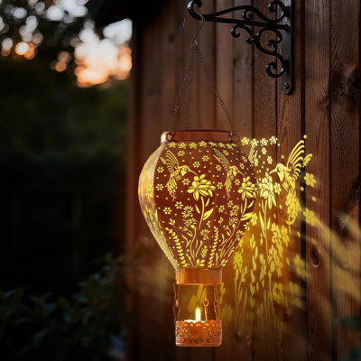 Lanterne solaire à montgolfière 17 po, éclairage extérieur pour colibri imperméable