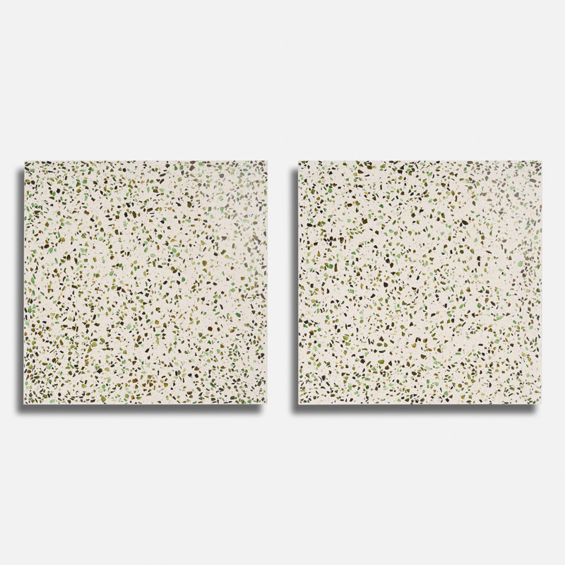 Veritas Terrazzo 16X16 Polished Terrazzo Tile, Green/Beige