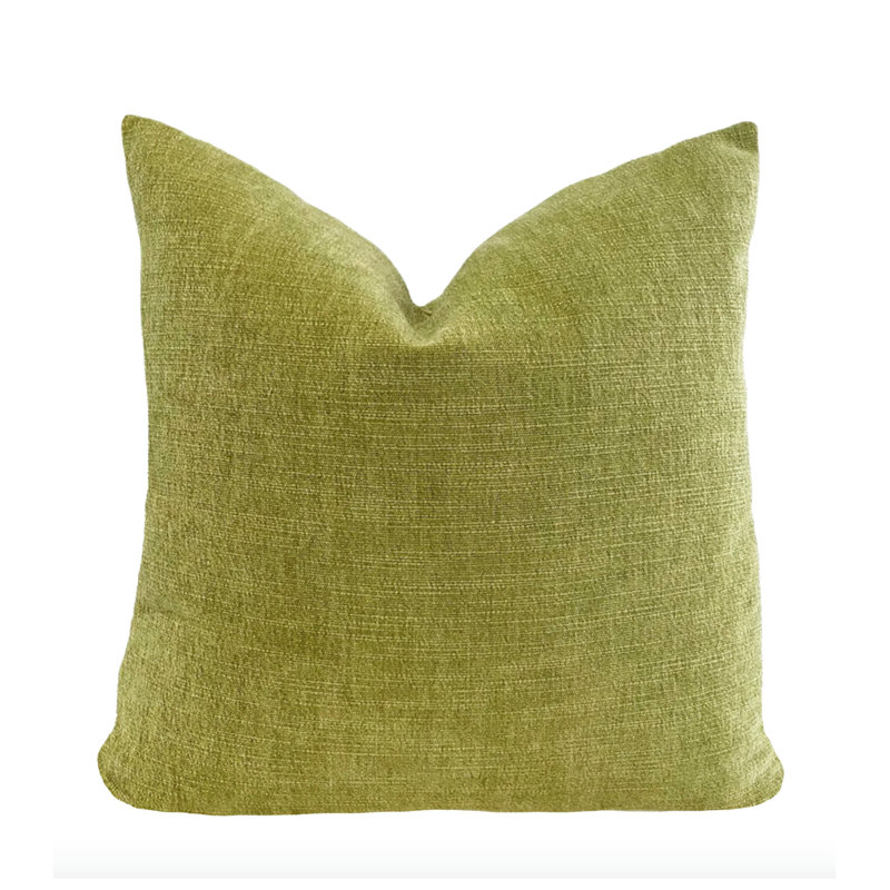 Housse de coussin en velours vert uni, Chartreuse, 22" H x 22" W