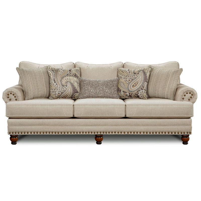 Canapé rembourré 96 po Pelotas, 100 % polyester beige