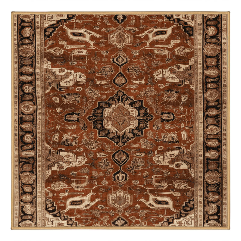 Tapis brun lavable à la machine, Carré 6 pi