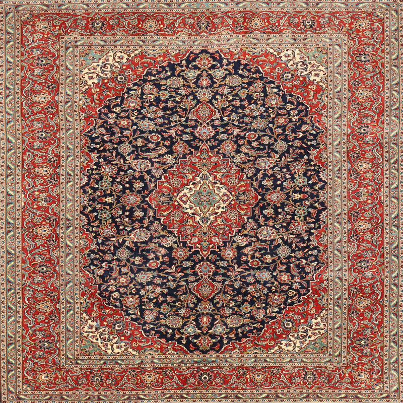Tapis brun/noir/gris traditionnel Nevius, Carré 5 pi