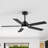 48Inch Black Ceiling Fans With Lights And Remote,48 Inch Ceiling Fan With Adjustable Color Temperature, 6-Speeds Noiseless Revisible Dc Motor For Bedroom, Kitchen, Living Room
