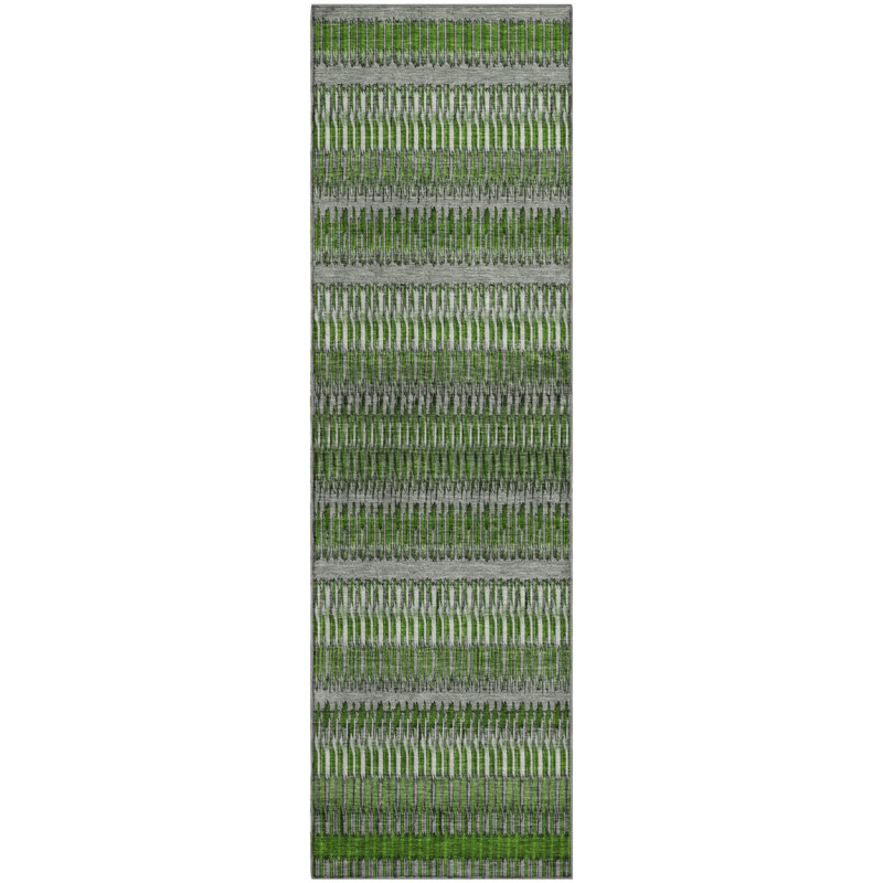 Premium Machine Washable Cerrito AMF589 Green Rug, Runner 2'3" x 7'6"