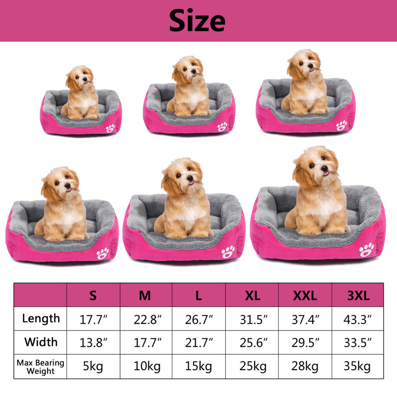 Lit pour chien Goncalves, Rose / gris, Grand (l 34,5 po x P 25,6 po x H 3 po)