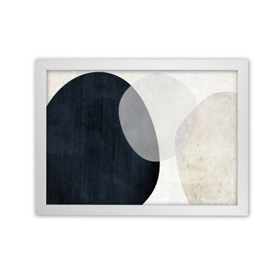 Blue And White Abstract Textured - Print