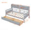 Lit de jour simple, support en lattes de bois, avec tablettes de chevet et deux tiroirs, gris-804332756
