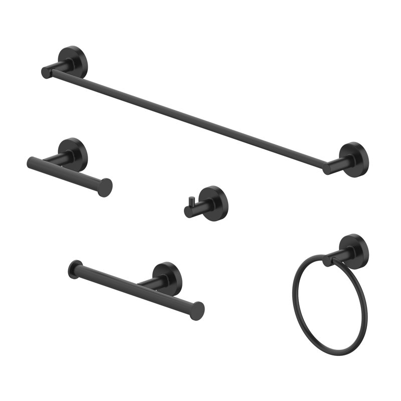 Ensemble de quincaillerie de salle de bain 4 pièces APERTO®, Noir mat