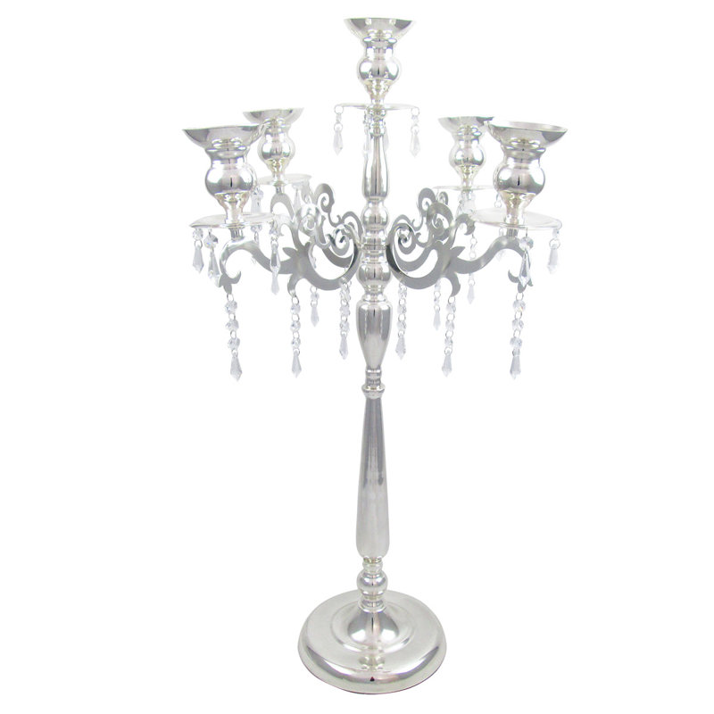 Candélabre moderne victorien, Argent, H 34 po x l 20,5 po x P 20,5 po