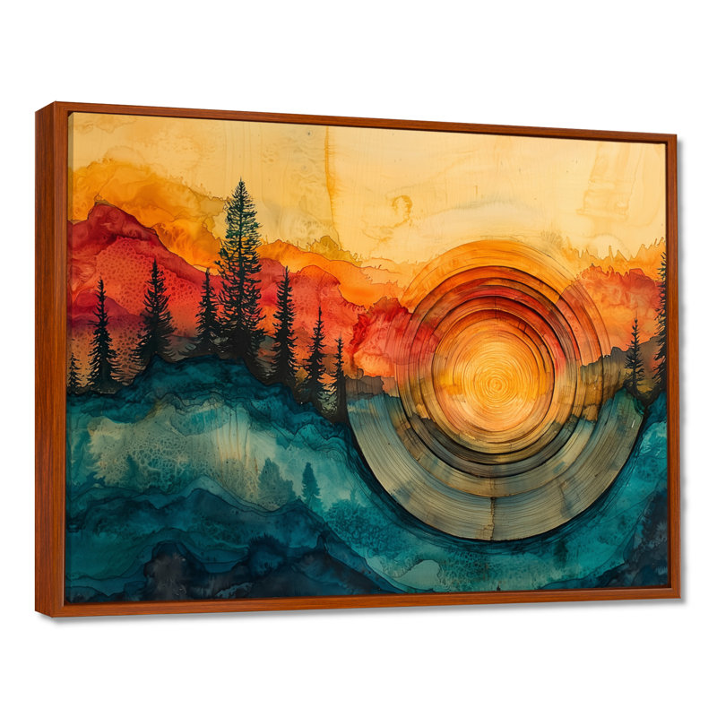 Impression sur toile, "Forêt liquide à l'encre dans un paysage asiatique I", H 34 po x l 44 po, Cadre flottant, Brun