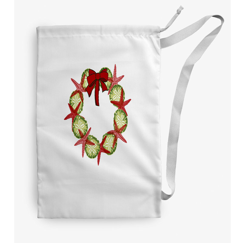 Sac à linge SS Christmas, Blanc / Rouge, Moyen (H 36 po x l 28 po)