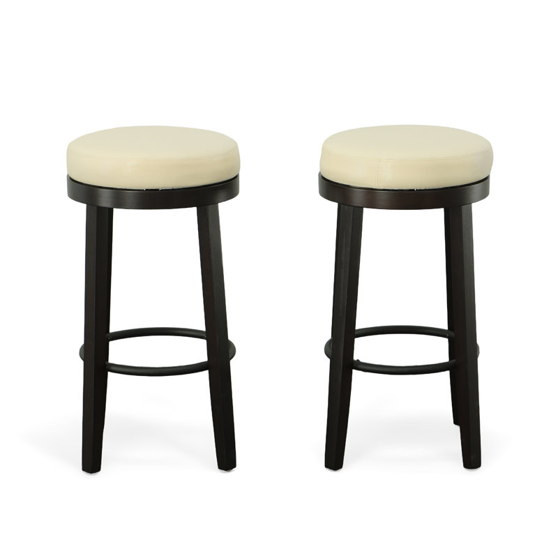 Modern Cream 30-Inch Bar Height Stool with 360-Degree Swivel, Cream, Bar Stool (30" Seat Height)