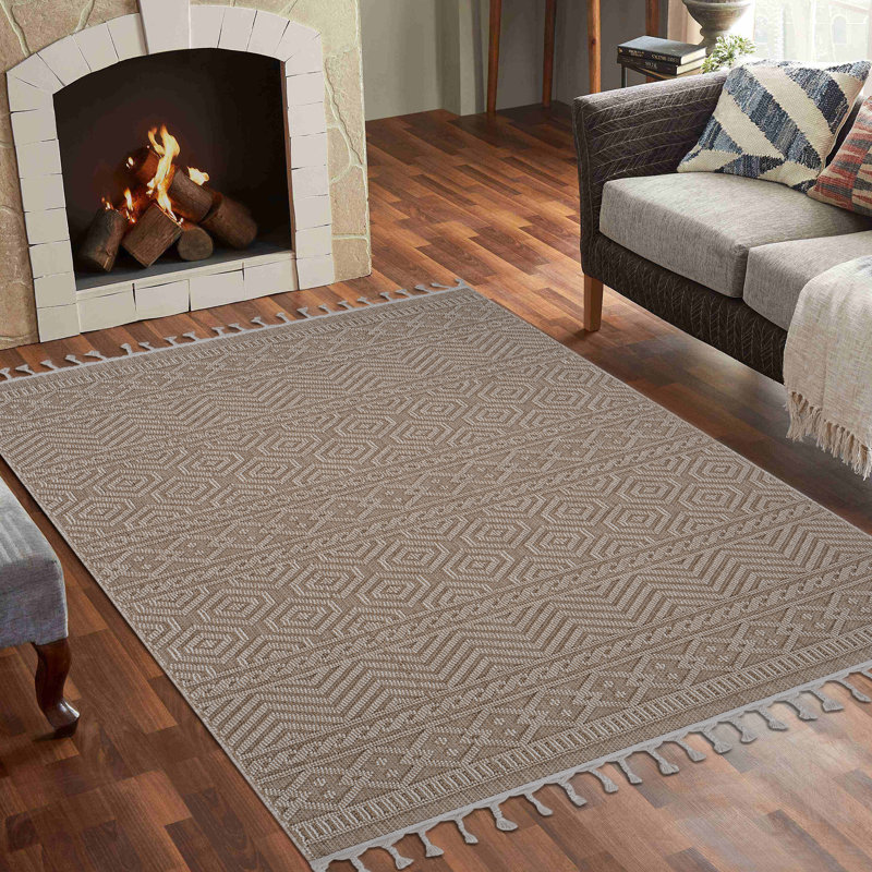GUROS Collection, Stylish And Stain Resistant Area Rug For Home & Kitchen Decor, 22700A-MOCHA, Rectangle 5'3'' x 7'6''