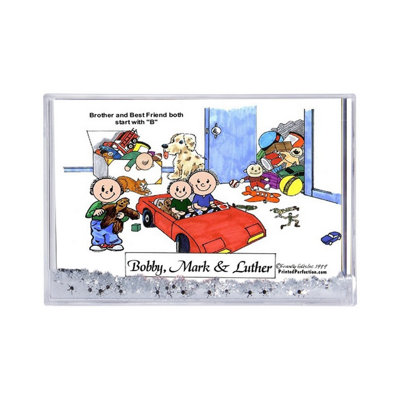 Cadre de boule à neige personnalisé Personal Brothers - 3 garçons dans la chambre