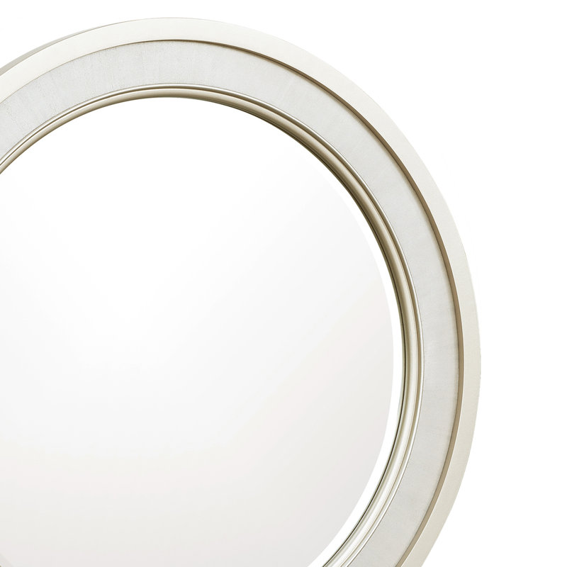 Zoey Contemporary Silver Wood Round Dresser Mirror 40"