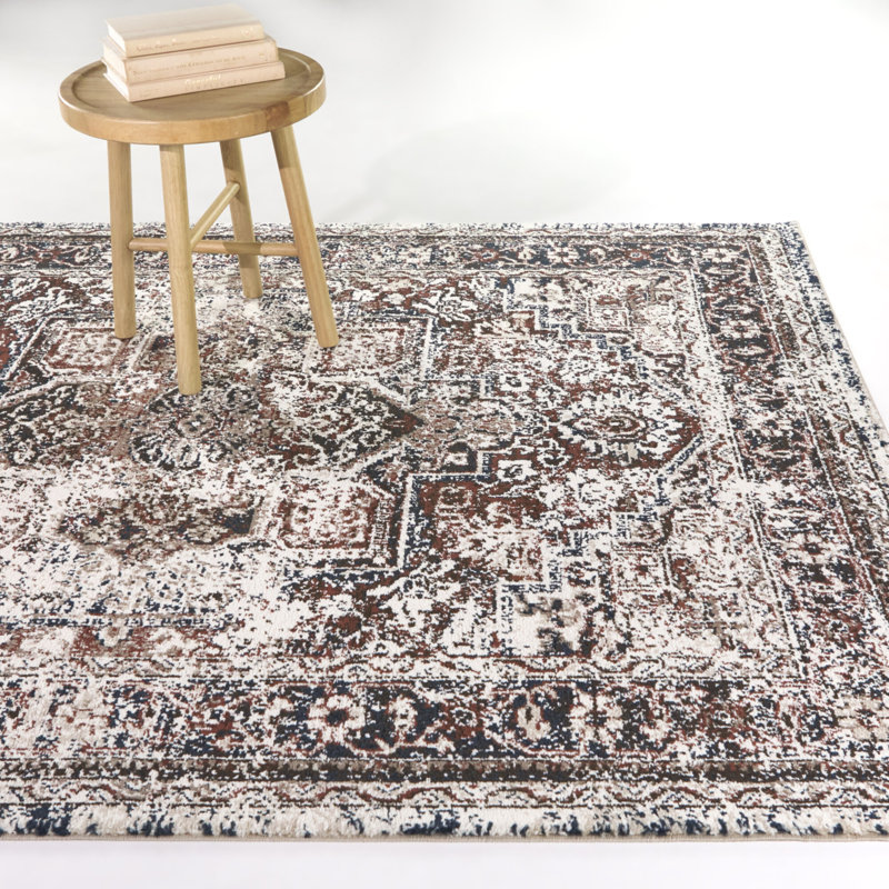 Tapis traditionnel rouille / brun Asheim, 7 pi 10 po x 10 pi