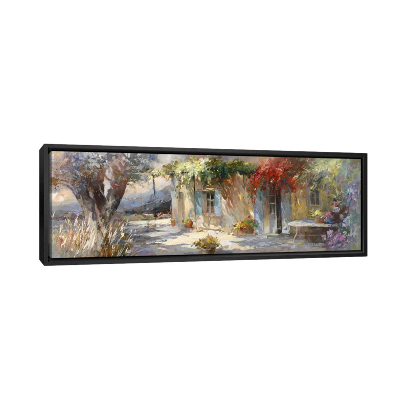 « gardino ii », reproduction sur toile, H 12 po x l 36 po x P 1,5 po, Toile avec cadre noir