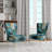 Turquoise Gold Infused Marble II - Upholstered Modern Pattern Side Chair, Modern Pattern Accent Chair-1173457579