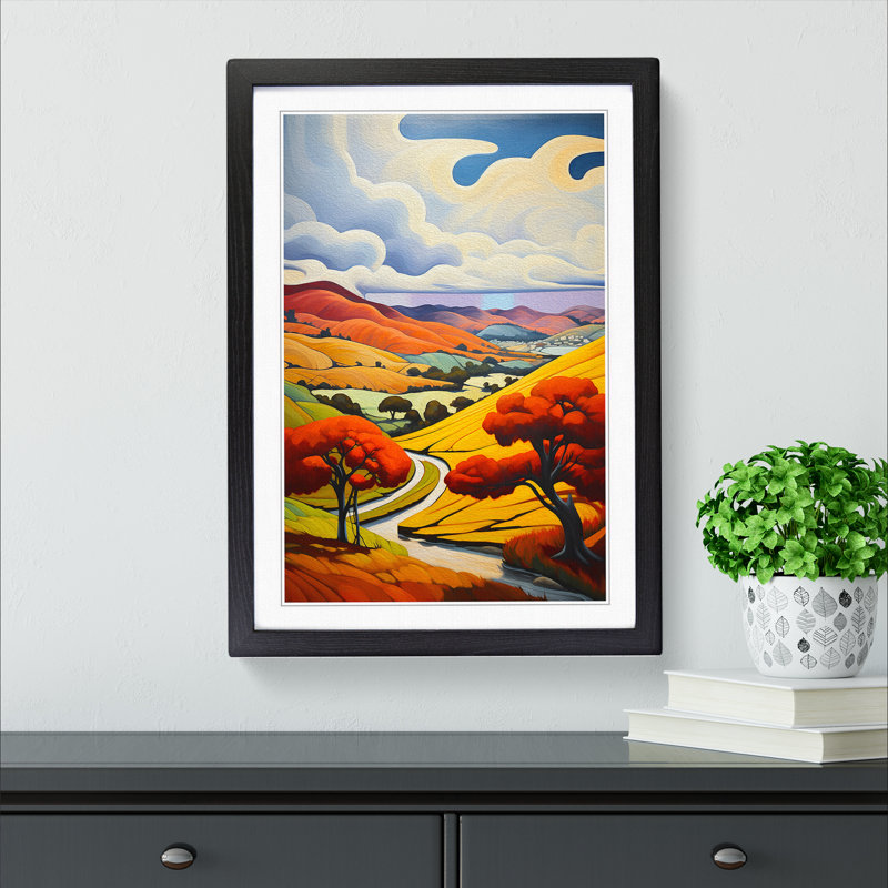 Landscape Deco - Single Picture Frame Print on Wood, Black, 64cm H x 46cm W x 2cm D