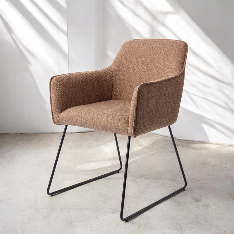 Lannie 123.19cm H Upholstered Dining Chair, Black, Brown