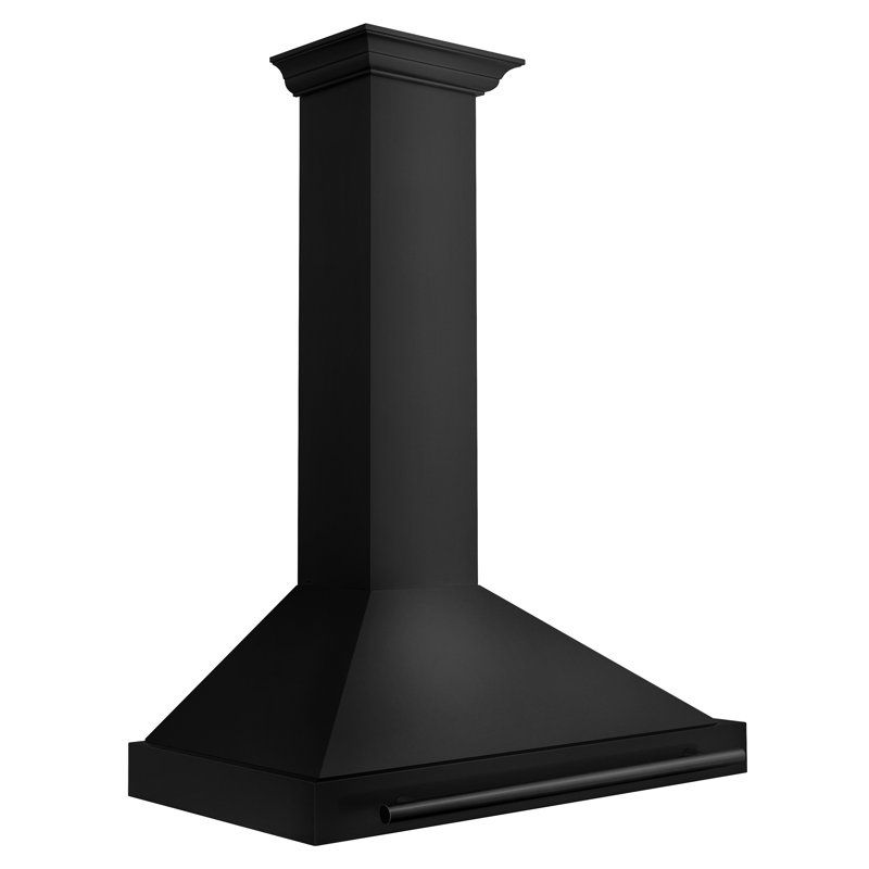 ZLINE 36 in. Autograph Edition Black Stainless Steel Wall Mount Range Hood With Polished Gold Handle, Black Stainless Steel