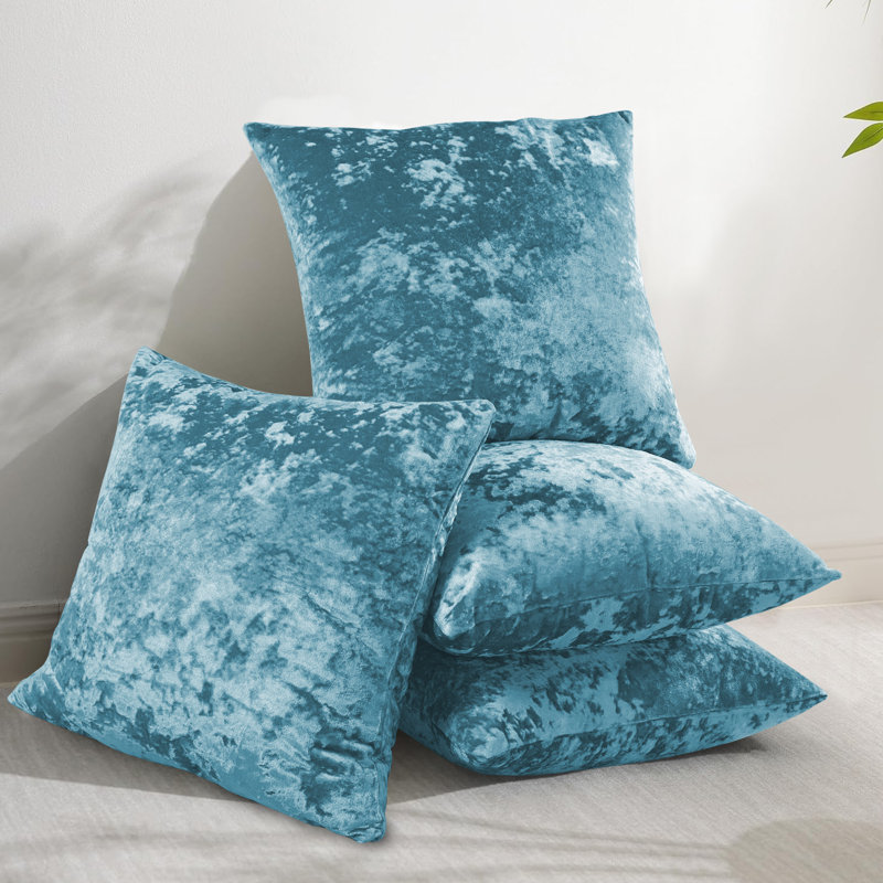 Housses de coussin en velours écrasé, Bleu tempête