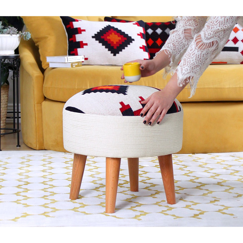 Parrottsville 46cm Wide Round Abstract Footstool Ottoman
