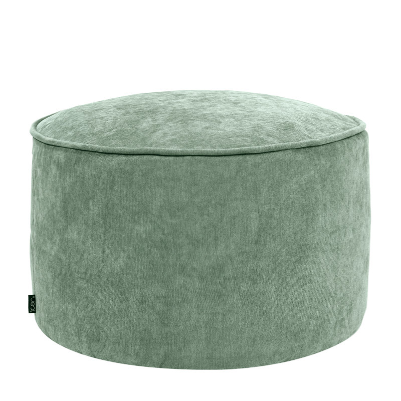 icon Round Chenille Bean Bag Pouffe Natural Large Chenille Footstool, Green