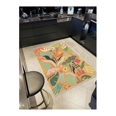 Machine Washable  Multicolor Abstract Mixed Shapes Patterned Creative Modern Decorative Rug