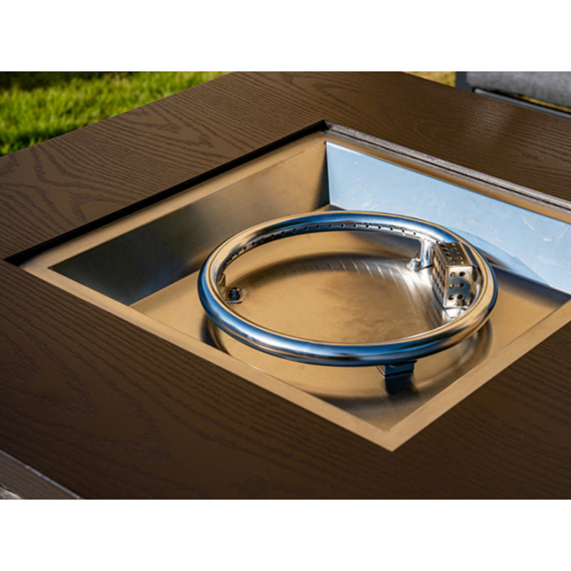 Canapé d'extérieur en aluminium pour 4 personnes avec table de foyer - Coussins en oléfine résistants aux intempéries , Gris