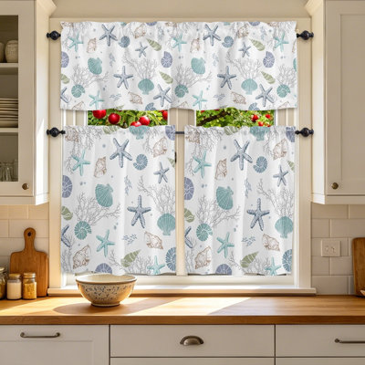 2D Print Kitchen Short CurtainWashable Kitchen Decor CurtainHalf Window Curtain For Kitchen Window Waterproof Light Filtering Curtain For HomeCaf