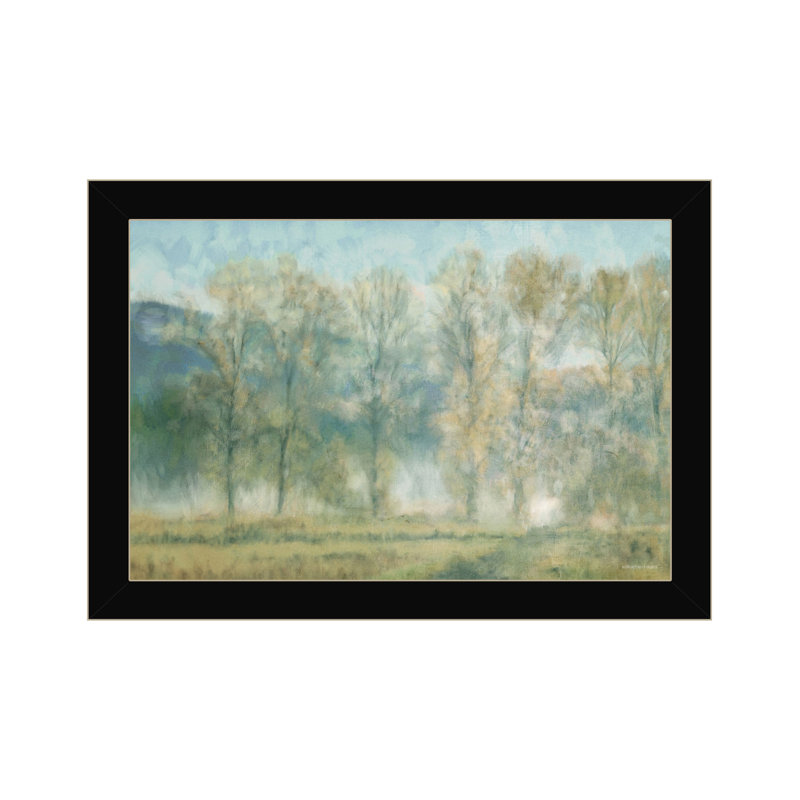 «Peaceful Tree Line», impression murale encadrée noire