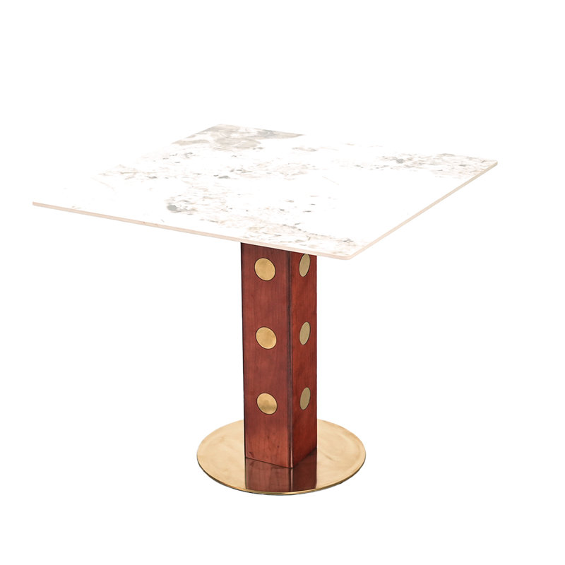 Table carrée en pierre frittée 33,5 po Modern Modern, White