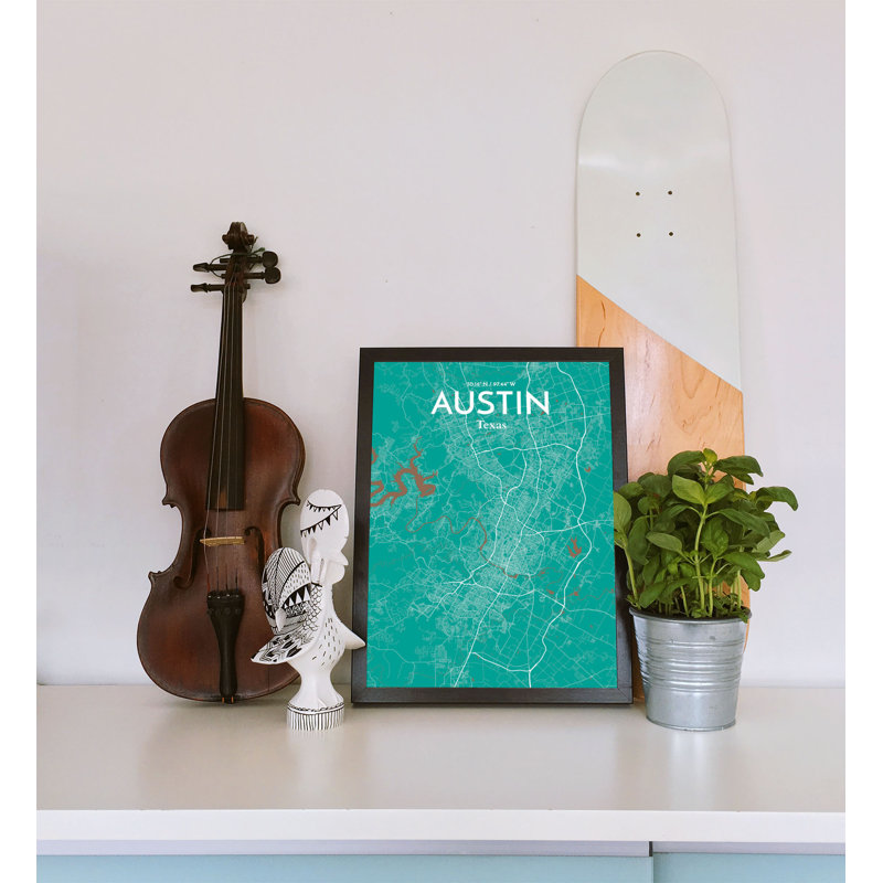Austin City Map - No Frame Print, 61cm H x 45.7cm W x 0.13cm D