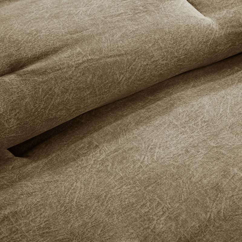 California King Brown Faux Suede Comforter Set