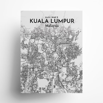 «Kuala Lumpur City Map», impression de luxe