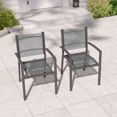 Ensemble de 2 chaises de patio inclinables en métal pour l'extérieur