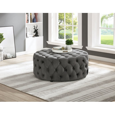 Gilbert Tufted Round Cocktail Ottoman by Rosdorf Park