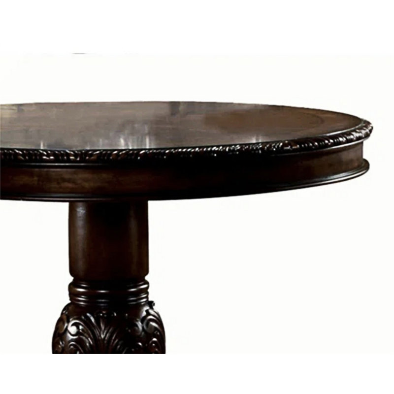 Espresso Finish Round Wood Counter Height Dining Table