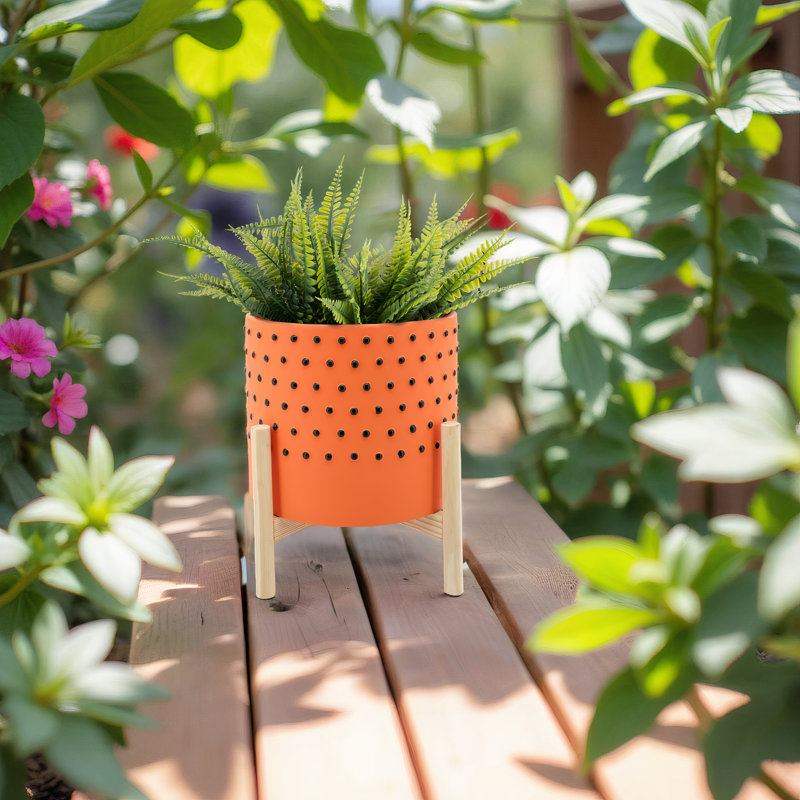 Pot à fleurs en céramique Modern Modern, Orange, H 8 po x l 10 po x P 10 po